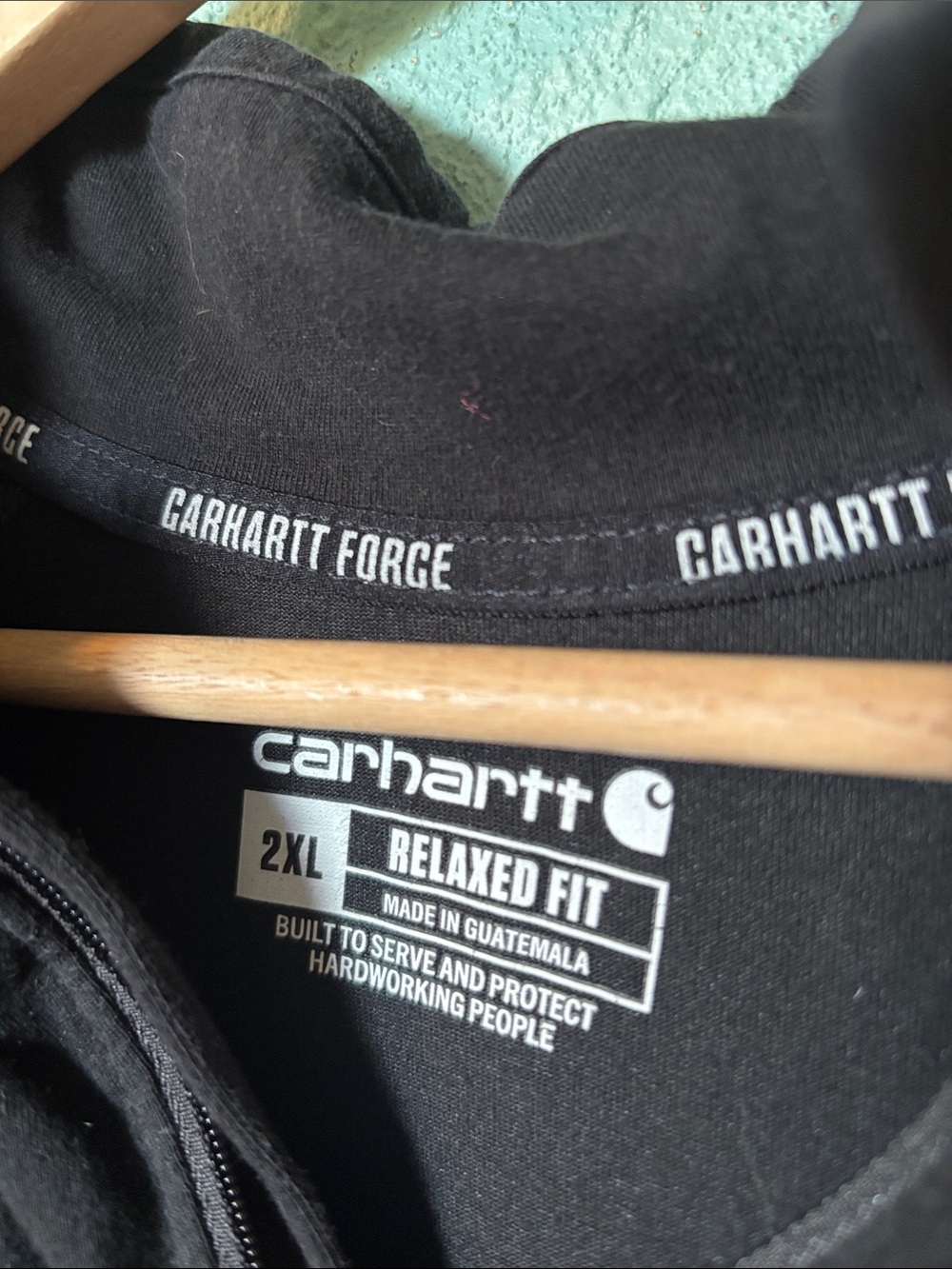 Carhartt Men's Black Quarter-Zip Work Pullover Chest Pocket Tee Size 2XL Good - Picture 2 of 3